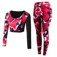 Load image into Gallery viewer, Brand New Camo Sport Fitness Tight Sexy Sport Suit 2 Piecs set Patchwork Yoga Shirt Pant 2019 Green Tracksuit For Women