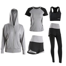 Load image into Gallery viewer, 2018 New Women Yoga Set Jacket Sport Bra Short Running Pants Yoga Shirt 5 In 1 Set Sportswear Breathable Fitness Large Size M-3X