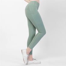 Load image into Gallery viewer, Pocket Solid Sport Yoga Pants High Waist Mesh Sport Leggings Fitness Women Yoga Leggings Training Running Pants Yoga Pants Women