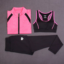 Load image into Gallery viewer, 3pcs=1sets Yoga Pants+Sports vest+Long sleeved Jacket,Fitness suits,yoga Sports Set Women Jogging Suit Running Jecket&Pants YG