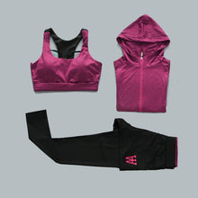 Load image into Gallery viewer, 5 Piece Set Women Yoga Suit Hooded Coats+t Shirt+bra+shorts+pants Quick Dry Sports Fitness Gym Sets Outdoor Running Clothing