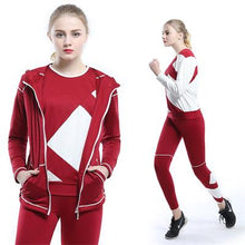 Load image into Gallery viewer, 2018 New Yoga Set Women Long Sleeve Shirt Zipper Hoodies Sport Bra Running Pants 4 Pcs Sport Suit Breathable Fitness Gym Clothes