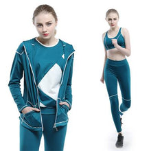 Load image into Gallery viewer, 2018 New Yoga Set Women Long Sleeve Shirt Zipper Hoodies Sport Bra Running Pants 4 Pcs Sport Suit Breathable Fitness Gym Clothes