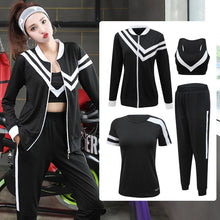 Load image into Gallery viewer, 4pcs Women Sport Suit Tracksuit Yoga Set Zipper Jacket+T-Shirt+Bra+Pants Gym Suit Workout Clothes Fitness Sportwear For Women