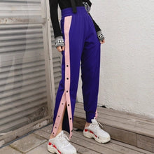 Load image into Gallery viewer, Streetwear Pants Sport Woman Winter Hiphop Harajuku Blue Wide Leg Pants High Waist Moda Mujer 2018 Long Spodnie Damskie 50B0119