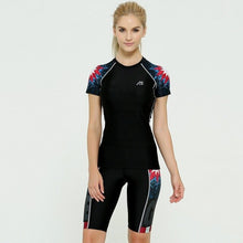 Load image into Gallery viewer, Life On Track Women Sport Yoga Sets Printed Compression Long Sleeve T Shirt and Pants For Running Gym Fitness Workout