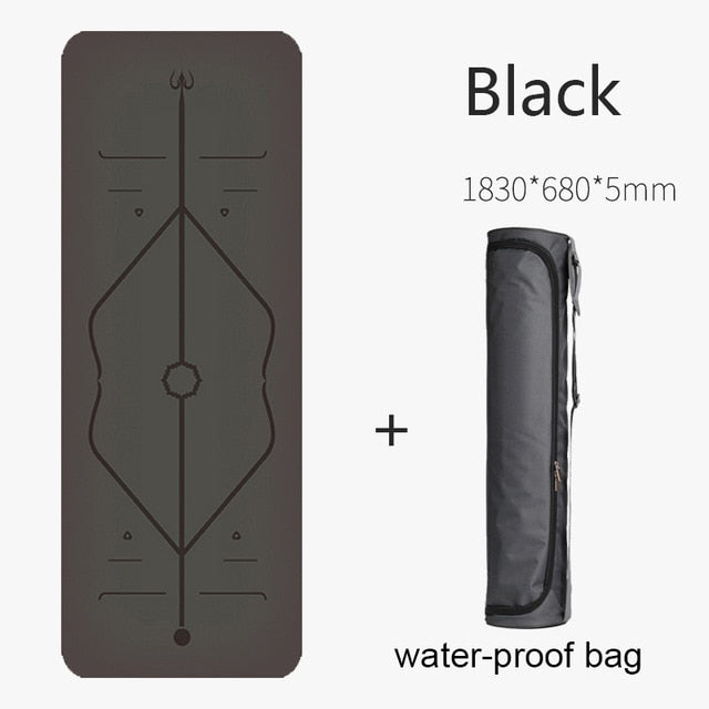 Natural rubber PU material two-color yoga mat three-piece with positioning line non-slip tasteless widened Pilates 183*68*0.5cm