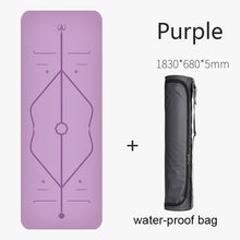 Load image into Gallery viewer, Natural rubber PU material two-color yoga mat three-piece with positioning line non-slip tasteless widened Pilates 183*68*0.5cm