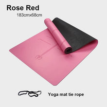 Load image into Gallery viewer, Natural rubber PU material two-color yoga mat three-piece with positioning line non-slip tasteless widened Pilates 183*68*0.5cm