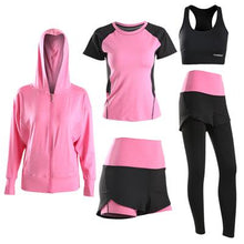 Load image into Gallery viewer, 2018 New Women Yoga Set Jacket Sport Bra Short Running Pants Yoga Shirt 5 In 1 Set Sportswear Breathable Fitness Large Size M-3X