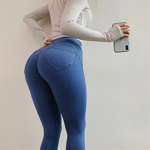 Women's Yoga Pants With Butt Pocket 4 Way Stretch Workout Sportswear Jogging Gym Leggings Scrunch Butt Fitness Sport Leggings