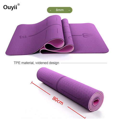 Thickness 8mm Double Color Non-slip Beginner Yoga Mat TPE Waterproof Health Safety Fitness Mat Lose Weight Exercise Pad 183*80cm