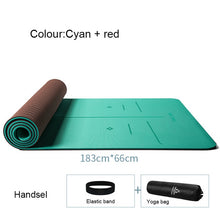 Load image into Gallery viewer, TPE Two-color Yoga Mat Three-piece Set with Positioning Line for Beginners Non-slip and Tasteless Widening Pilates 183*66*0.8cm