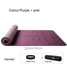 Load image into Gallery viewer, TPE Two-color Yoga Mat Three-piece Set with Positioning Line for Beginners Non-slip and Tasteless Widening Pilates 183*66*0.8cm