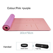 Load image into Gallery viewer, TPE Two-color Yoga Mat Three-piece Set with Positioning Line for Beginners Non-slip and Tasteless Widening Pilates 183*66*0.8cm