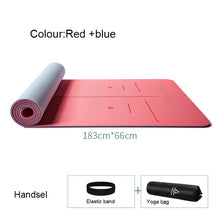 Load image into Gallery viewer, TPE Two-color Yoga Mat Three-piece Set with Positioning Line for Beginners Non-slip and Tasteless Widening Pilates 183*66*0.8cm