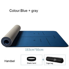 Load image into Gallery viewer, TPE Two-color Yoga Mat Three-piece Set with Positioning Line for Beginners Non-slip and Tasteless Widening Pilates 183*66*0.8cm