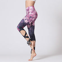 Load image into Gallery viewer, Yoga Pants Women Fitness Leggings Cherry Sakura Print Elastic Waist Sport Pant Quick Dry Running Exercise Tight Bandage Workout