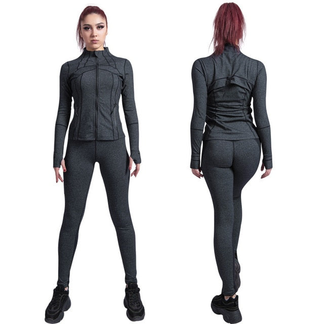 2019 New quick-drying hip pants slim sports suit outdoor running clothes 2 sets of yoga clothes women's suit