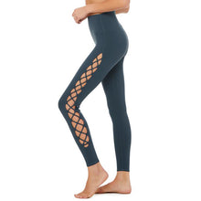 Load image into Gallery viewer, Side Cross Lace Up Gym Skinny Pants High Waist Ladies Breathable Sports Leggings