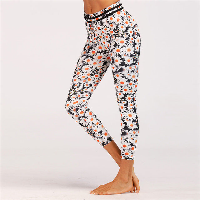 Plus Size Legins Sexy Legging Slim High Waist Yoga Pants Flower Print Leggings Quick-drying Leggins For Women Sport Legging