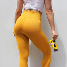 Load image into Gallery viewer, Women Seamless Leggings Push Up Yoga Pant Tummy Control Sport Trouser Workout Running Pant High Waist Stretch Gym Legging Yellow