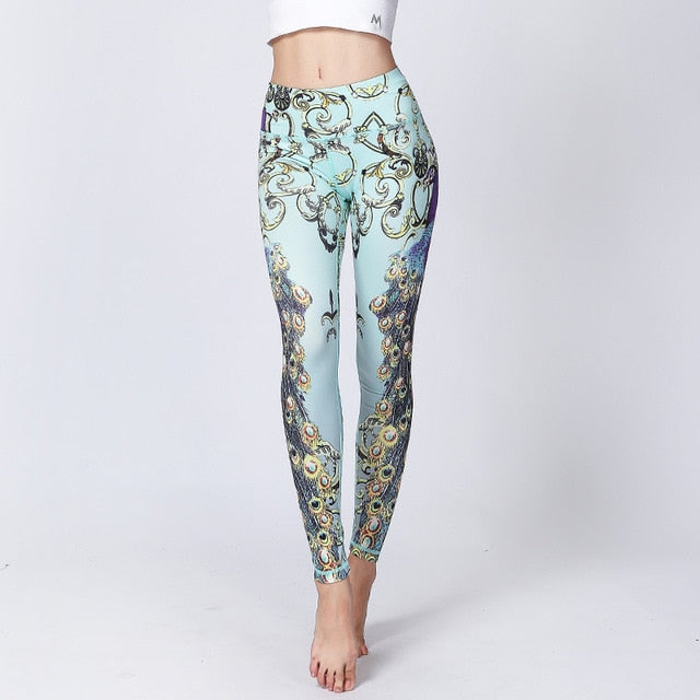 New Digital print yoga nine point pants European lean speed dry exercise factory direct sales 2018 colorful