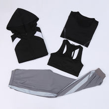 Load image into Gallery viewer, 4Piece Women&#39;s Sports Suit Yoga Set Zipper Jacket + Slimming T Shirt + Bra +running Jogger Pants TrackSuit Gym Fitness Clothing