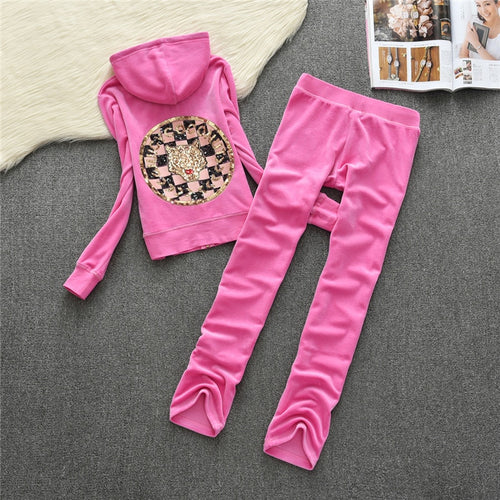 2019 Women's Yoga Set  Fitness Clothing Women Sweatshirt Pants Sets Velvet Tracksuit Women Velour smooth soft Suit