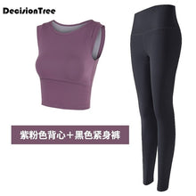 Load image into Gallery viewer, 2019 women&#39;s sportswear yoga set fitness gym clothes running tennis shirt+pants yoga leggings jogging workout suit