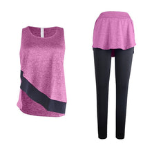 Load image into Gallery viewer, Women&#39;s Solid Yoga Set Sport Vest+Fake Two-piece Pants Sportswear Breathable Gym Running Dance Fitness Clothing 2019 Sports Suit