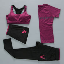 Load image into Gallery viewer, 5 Piece Set Women Yoga Suit Hooded Coats+t Shirt+bra+shorts+pants Quick Dry Sports Fitness Gym Sets Outdoor Running Clothing