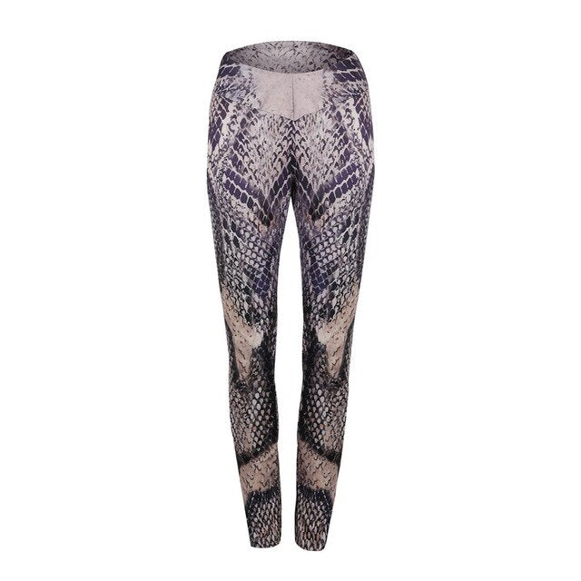 Women Workout Fitness Clothing Jogging Running Python Print Yoga Leggings Skinny Sport Gym Running Jogging Pants Trousers