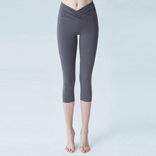 Load image into Gallery viewer, Summer Women High Waist Knee Length Leggings Solid Color Sports Casual Fitness Slim Fit Leggings