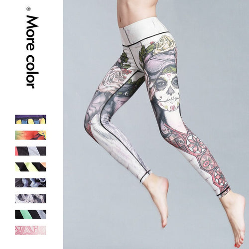 New Fitness Yoga Pants Women Sports Leggings 3D Printed Workout Hot Running Leggings Sexy Push Up Gym Wear Elastic Slim Pants