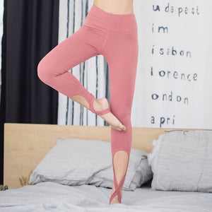 Step Feet Cross Strips Style Yoga Pants Solid Elastic Gym Pants