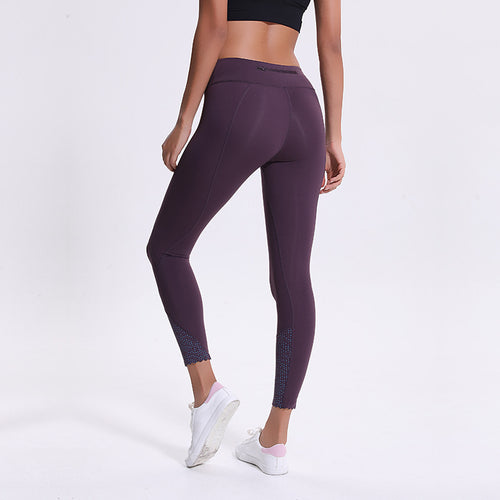 Women capris sports gym crop sexy tummy control reflective running leggings super quality 4 way stretch No-see through fabric