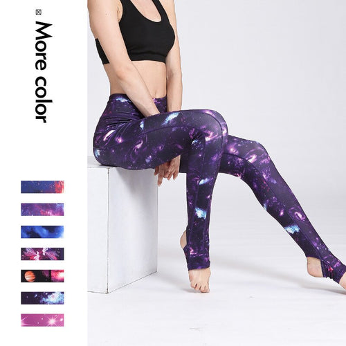 Colorful Printed High Waist Yoga Pants Step On Foot Sport Leggings Fitness Running Tights Gym Sportswear Active Trousers Leggins