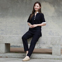 Load image into Gallery viewer, Women Shirt and Pants 2pcs Yoga Suit Gym Clothes Cotton and Linen Fabric Meditation Clothing Zen Suit Women Tai Chi Clothes