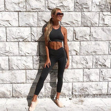 Load image into Gallery viewer, Grandwish Yoga Hollow Bra+Pant Set Sport Wear for Women Breathable Workout Sets Gym Fitness Clothing Women 2 Piece Legging,ZF016