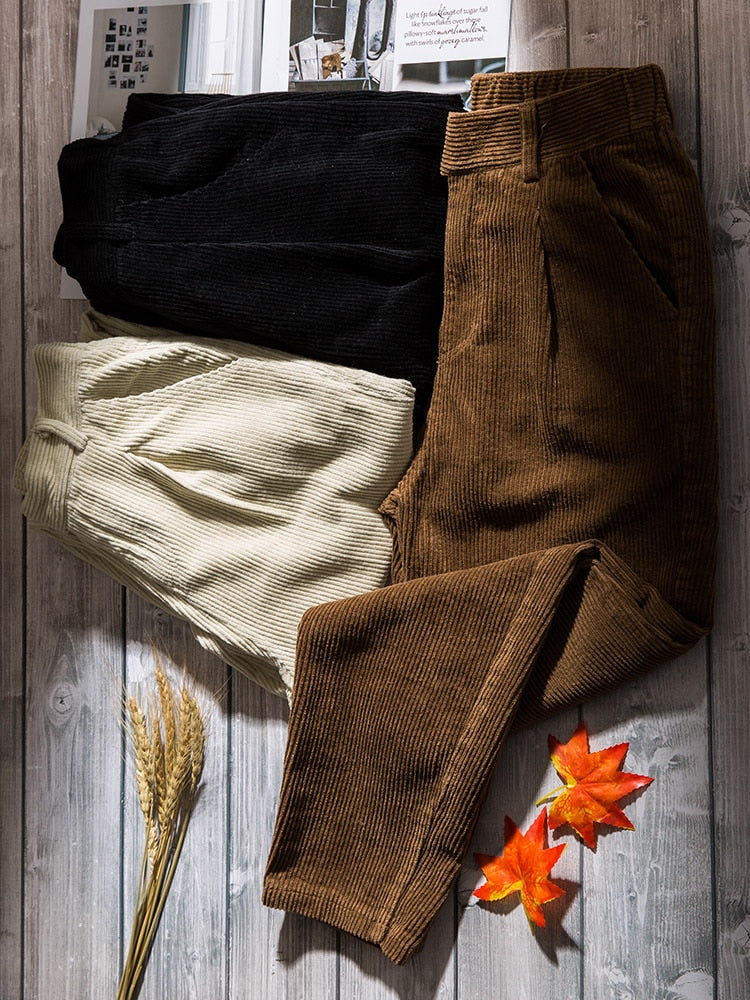 Corduroy plaid trousers for women, new sport haren pants