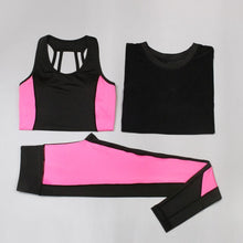 Load image into Gallery viewer, New long sleeved Yoga suit sports suit women&#39;s running clothes slim clothes three sets of speed dry clothes vest trousers