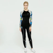 Load image into Gallery viewer, Life On Track Women Sport Yoga Sets Printed Compression Long Sleeve T Shirt and Pants For Running Gym Fitness Workout