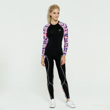 Load image into Gallery viewer, Life On Track Women Sport Yoga Sets Printed Compression Long Sleeve T Shirt and Pants For Running Gym Fitness Workout