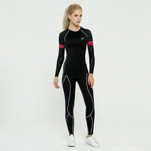 Load image into Gallery viewer, Life On Track Women Sport Yoga Sets Printed Compression Long Sleeve T Shirt and Pants For Running Gym Fitness Workout