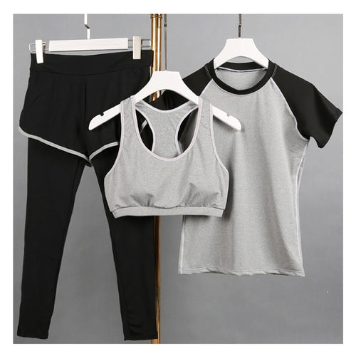 2017 New Fitness Women Yoga Set Sport Suit Plus Size Sportswear lady elastic yoga pants Jogging Suits legging 6 color Size M-XXL