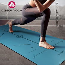 Load image into Gallery viewer, Heathyoga PRO Non Slip Rubber Yoga Mat with Body Alignment Lines, Free Carry Bag, Durable Rubber Base+Revolutionary