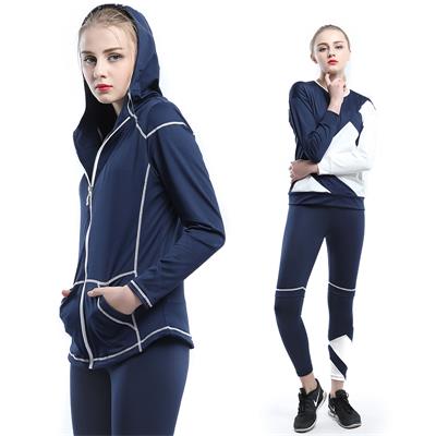 2018 New Yoga Set Women Long Sleeve Shirt Zipper Hoodies Sport Bra Running Pants 4 Pcs Sport Suit Breathable Fitness Gym Clothes