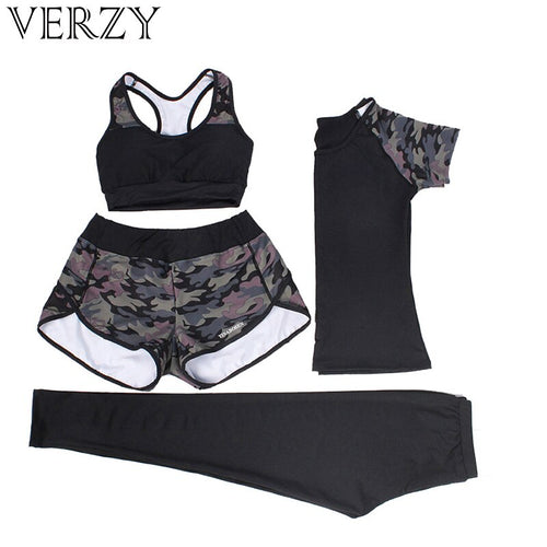 Women Print Yoga Set Sportswear Tights Legging+Quick Dry Sport Bra+Elastic Trousers High Waist Yoga Pants Gym Fitness Sport Suit