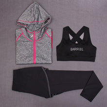 Load image into Gallery viewer, RuoskyGear New Yoga Sets 3 Piece (Bra + Jacket + Pants) Female Long Sleeved Sportswear Gym Running Workout Clothes Free Shipping